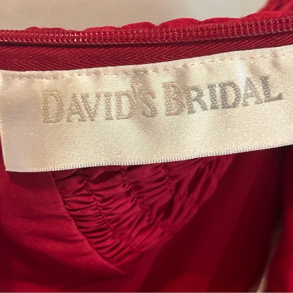 David’s Bridal Short Satin Dress with Spaghetti Straps | Apple Red | Girls 16 - Picture 7 of 10